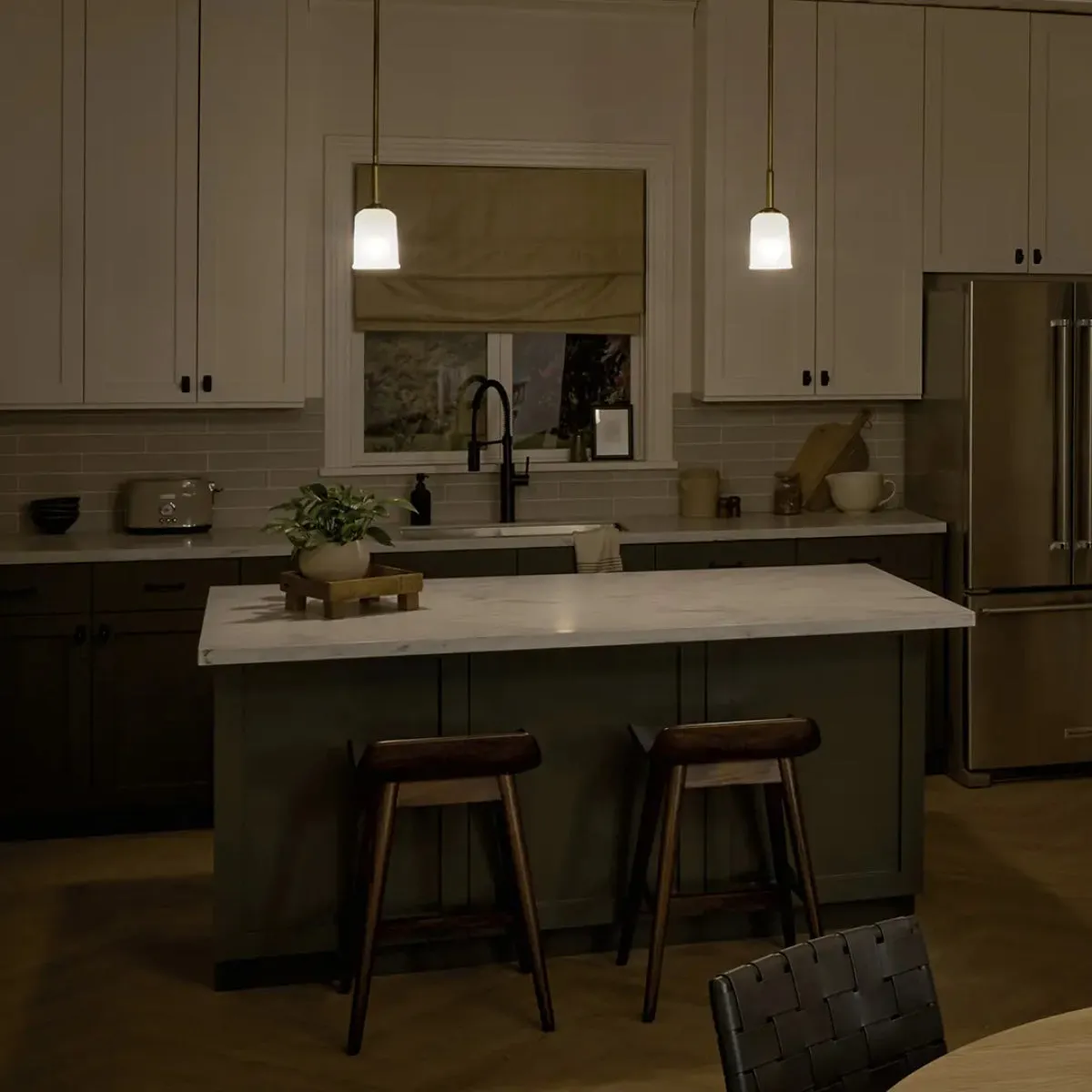 Shailene 11" 1-Light Mini Pendant Light with Clear Satin Etched Glass, Natural Brass Finish