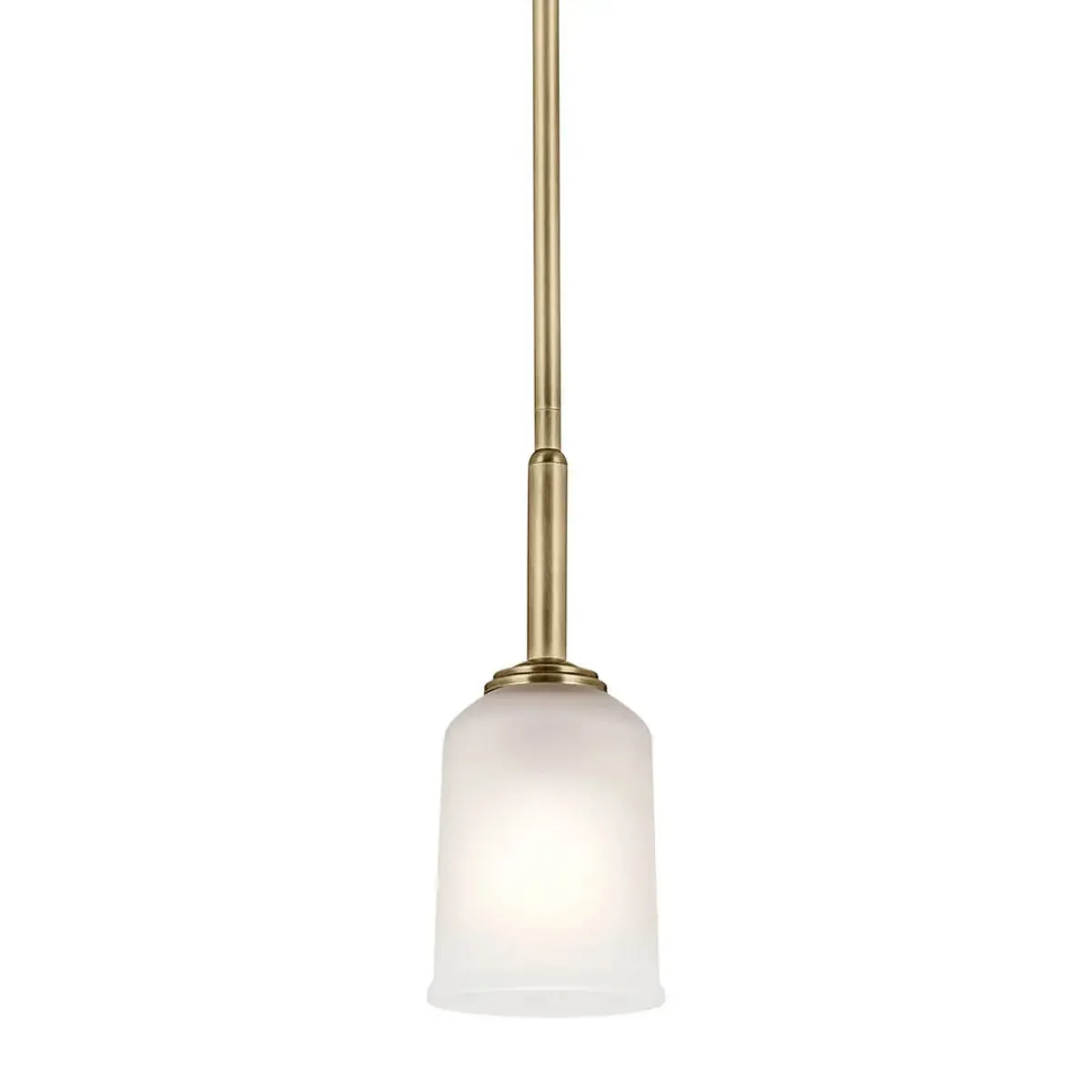 Shailene 11" 1-Light Mini Pendant Light with Clear Satin Etched Glass, Natural Brass Finish