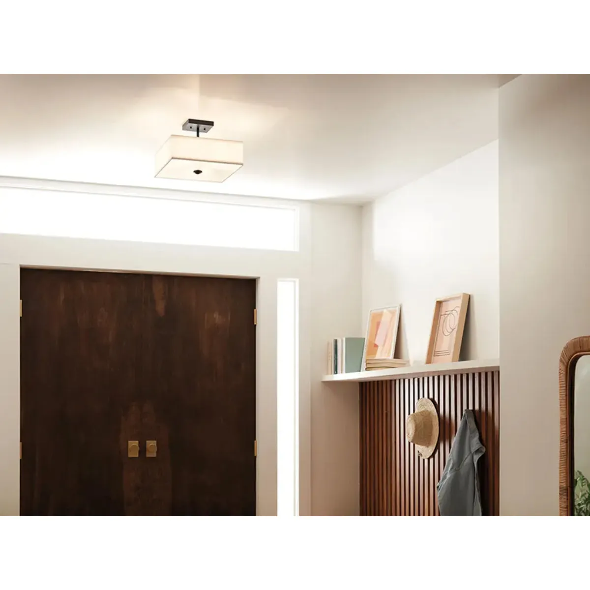 Shailene 14" 3-Light Semi-Flush Mount, Black Finish