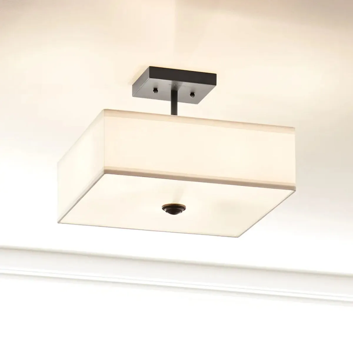 Shailene 14" 3-Light Semi-Flush Mount, Black Finish
