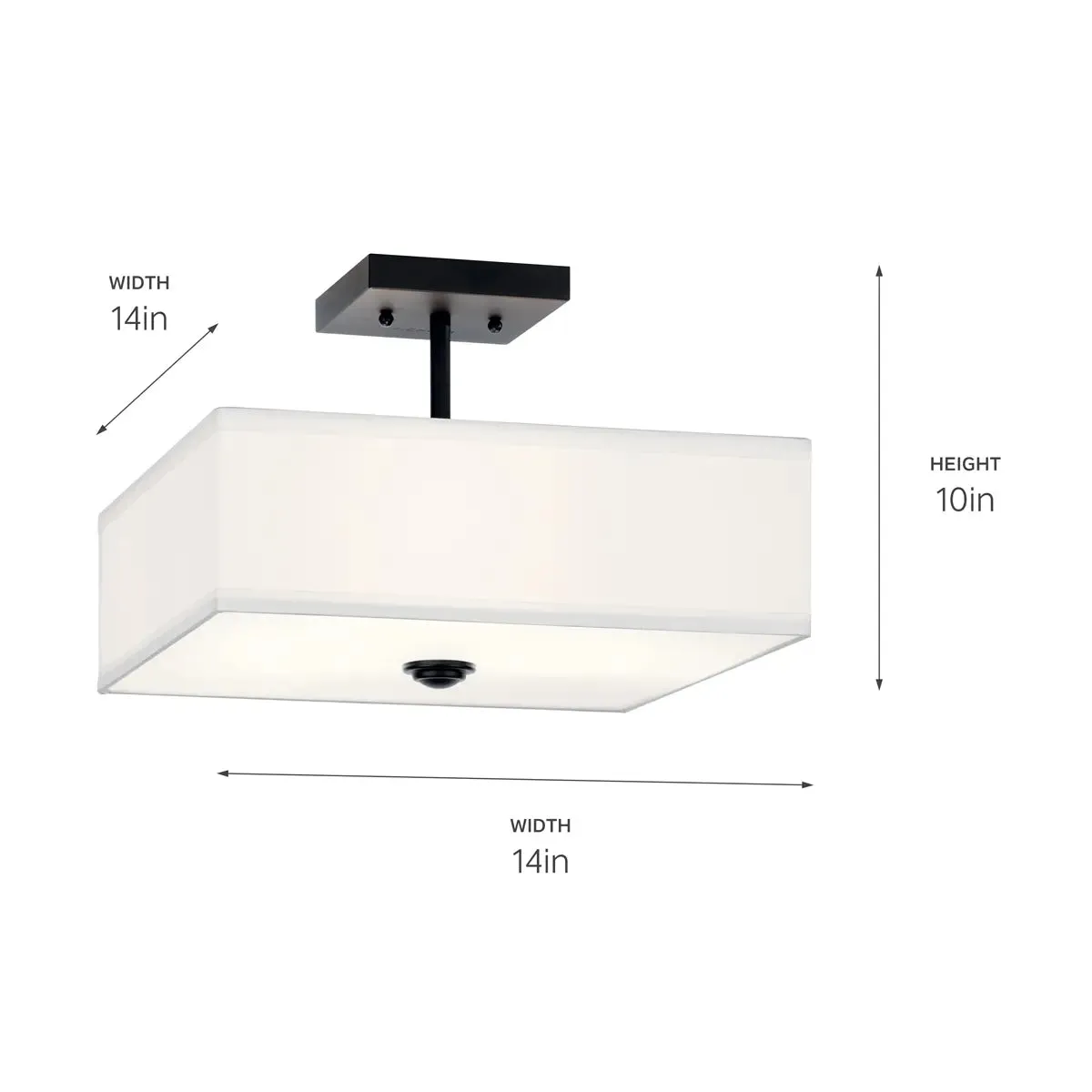 Shailene 14" 3-Light Semi-Flush Mount, Black Finish