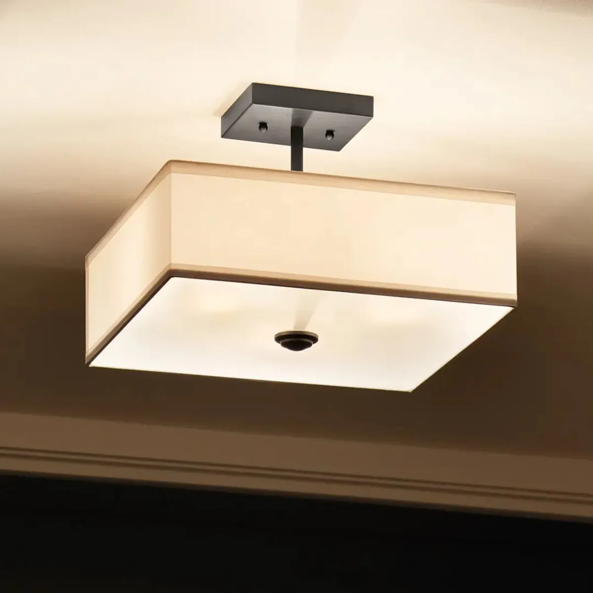 Shailene 14" 3-Light Semi-Flush Mount, Black Finish