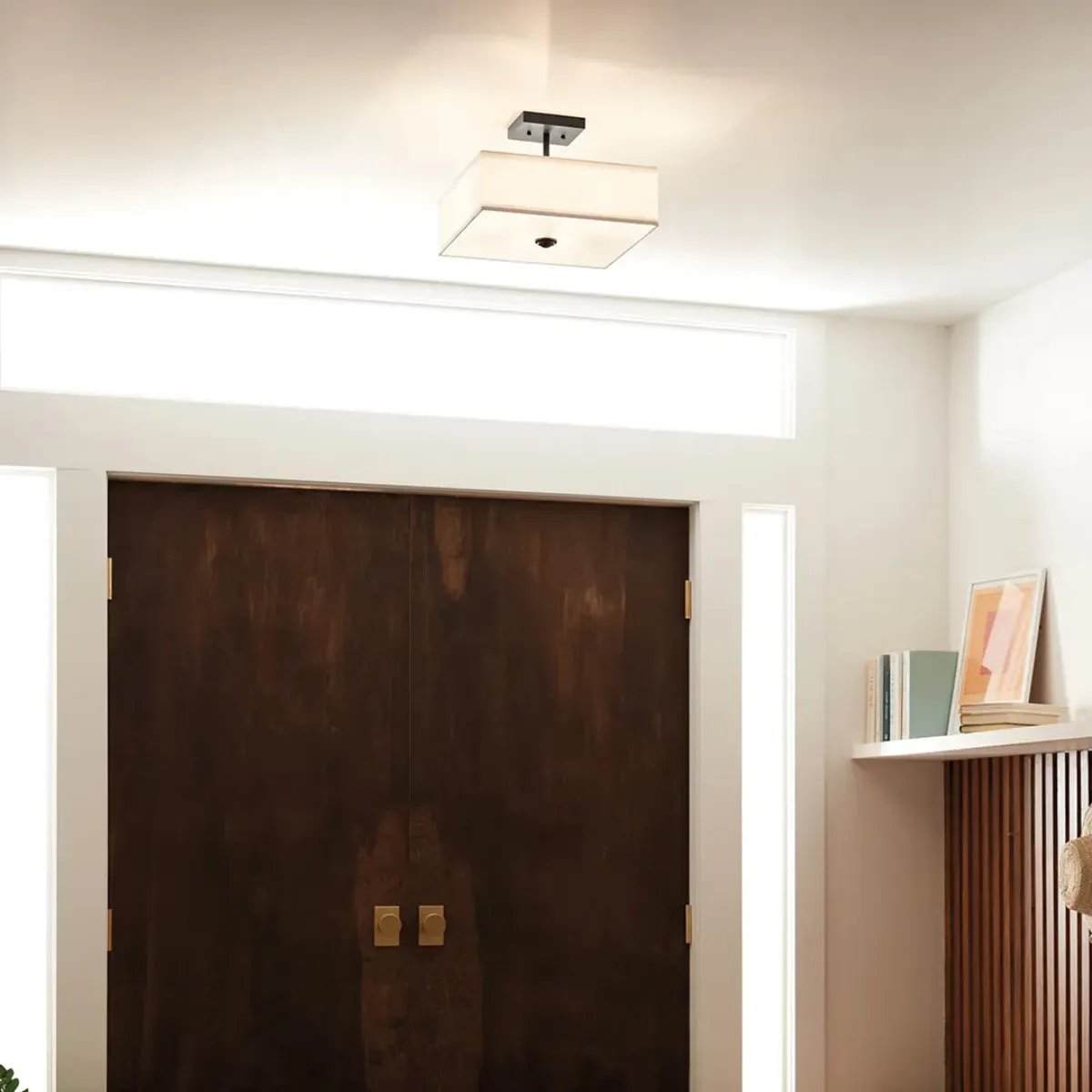 Shailene 14" 3-Light Semi-Flush Mount, Black Finish