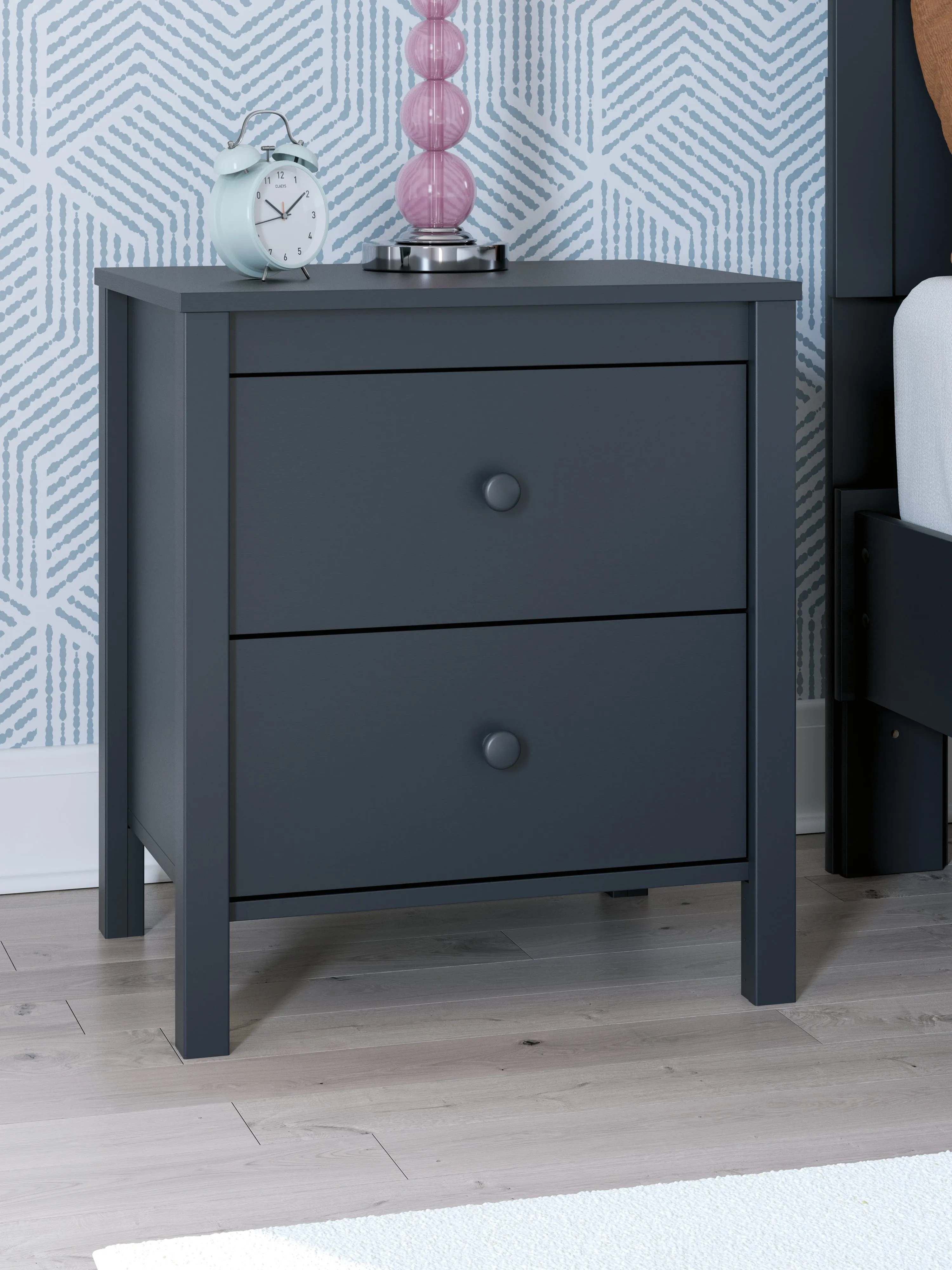 Simmenfort Full Platform Bed with Dresser, Chest and Nightstand in Navy Blue