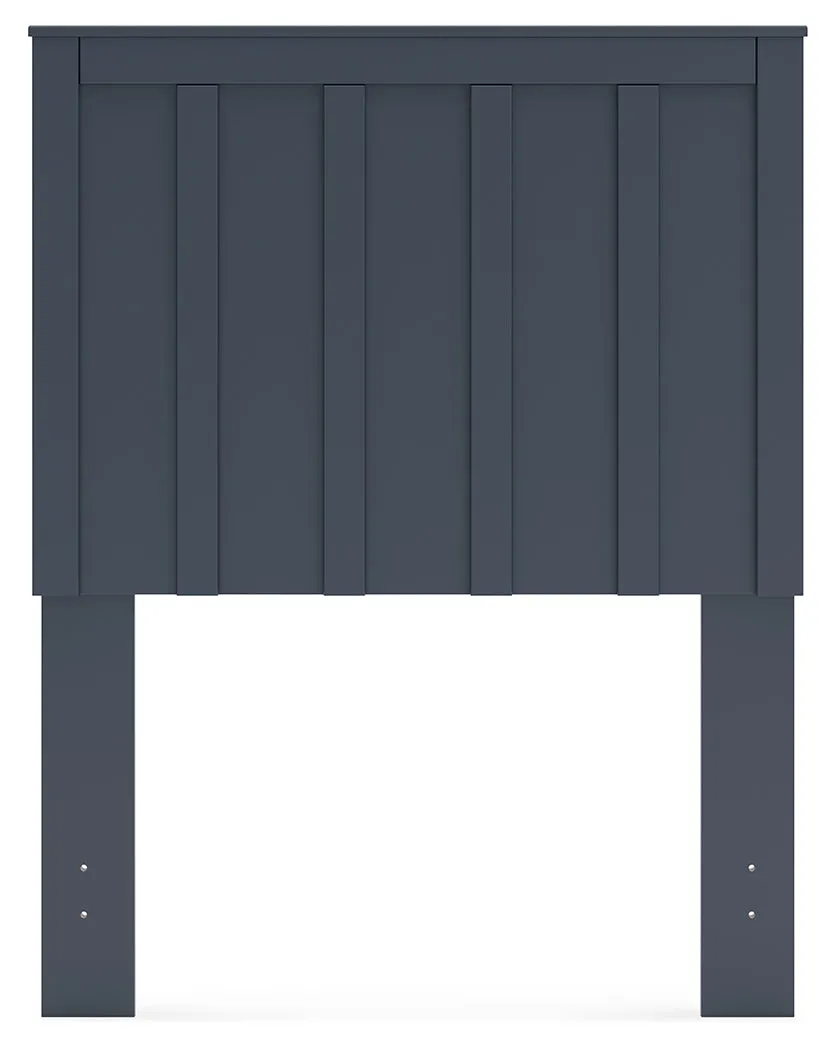 Simmenfort Twin Panel Headboard with Dresser, Chest and Nightstand in Navy Blue