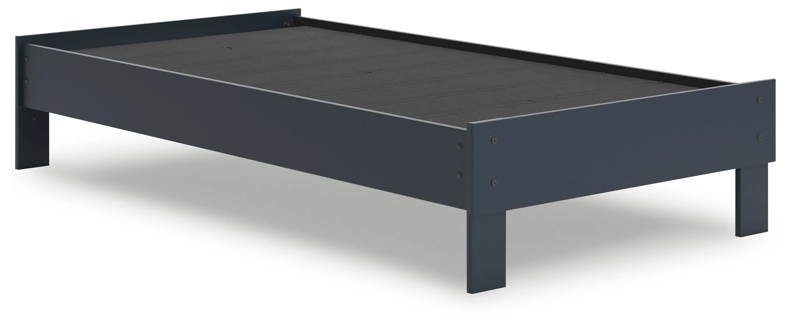 Simmenfort Twin Platform Bed with Dresser and Chest in Navy Blue