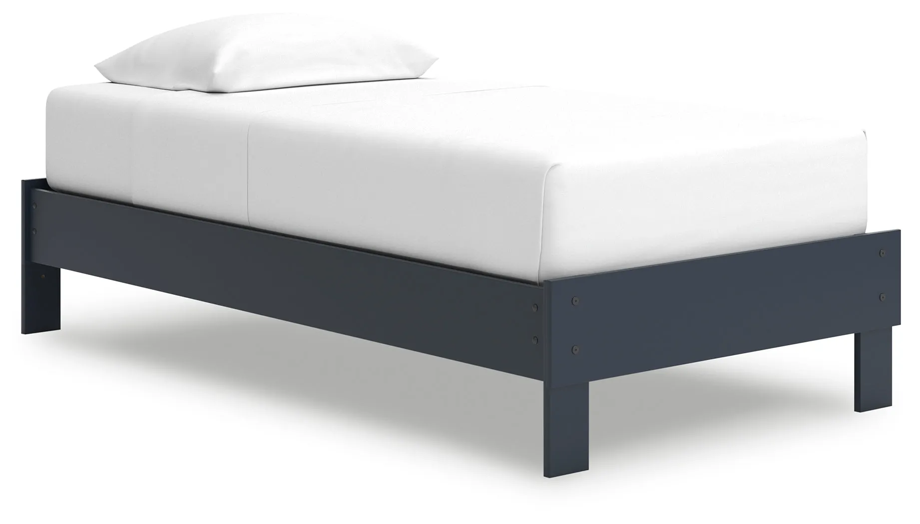 Simmenfort Twin Platform Bed with Dresser and Chest in Navy Blue