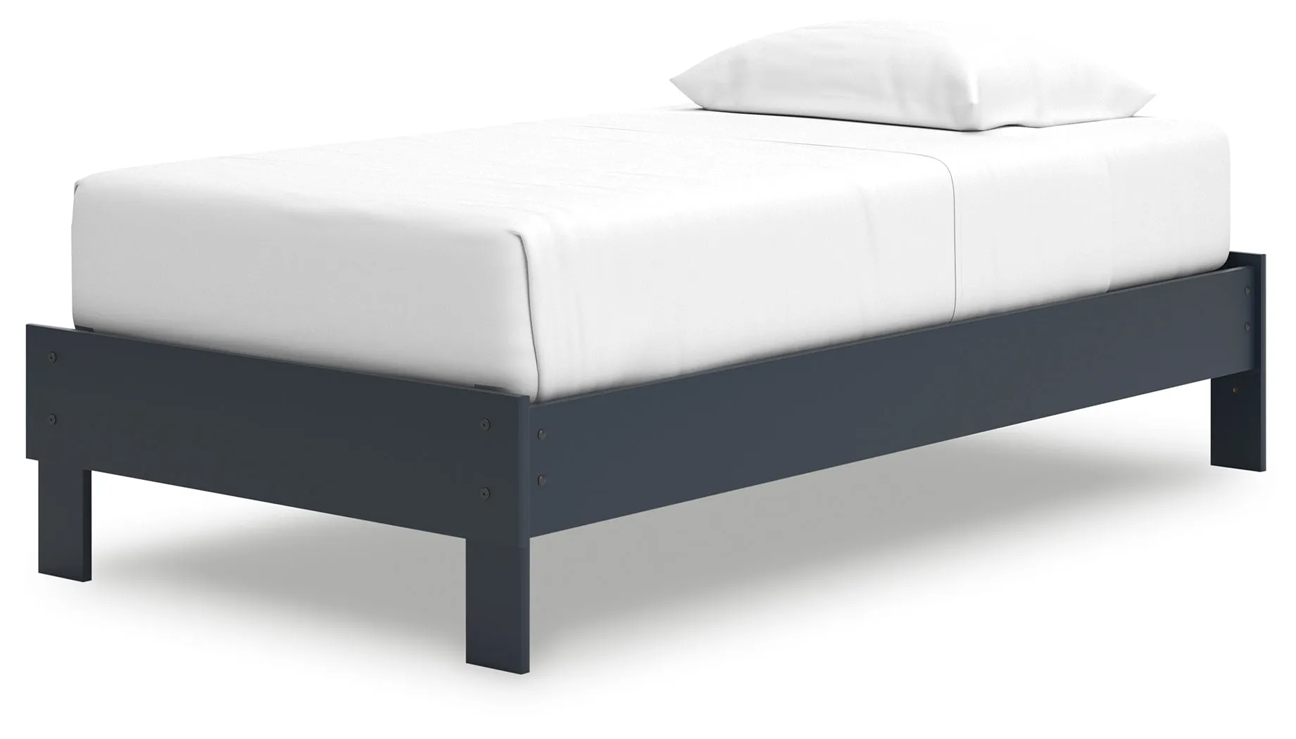 Simmenfort Twin Platform Bed with Dresser and Chest in Navy Blue
