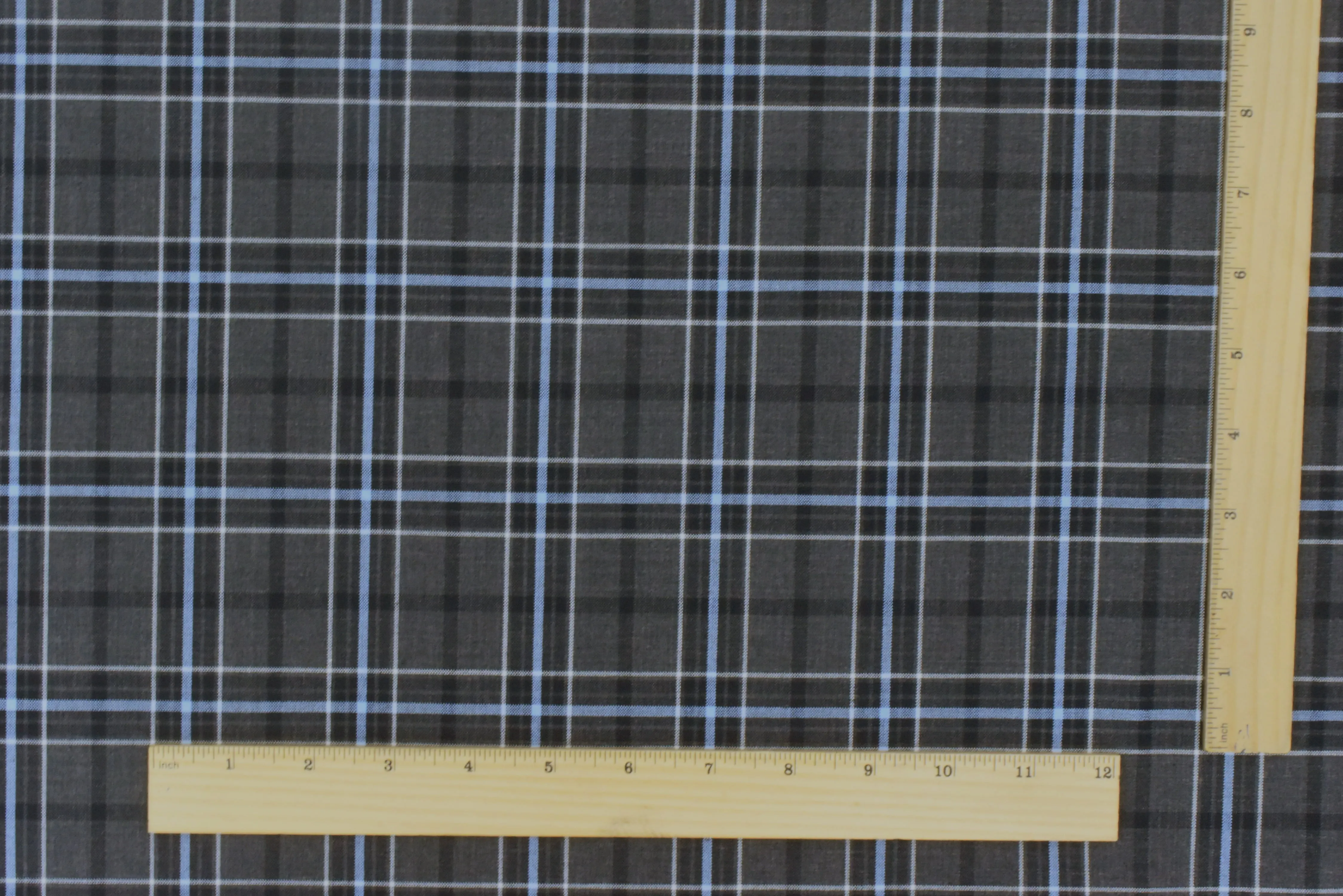 Slate Gray-Blue-Multi Plaid Poly-Wool Woven Suiting Fabric