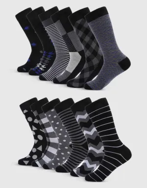 Smooth Dress Crew Socks 12 Pack