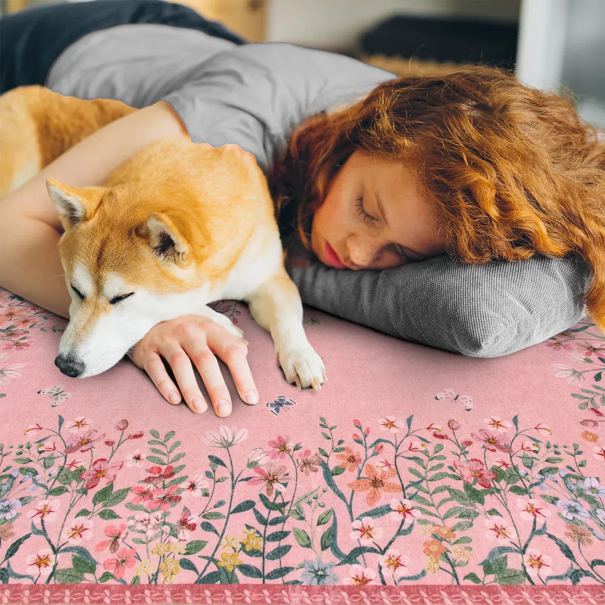 Solene Modern Blooming Floral Garden Pink Area Rug