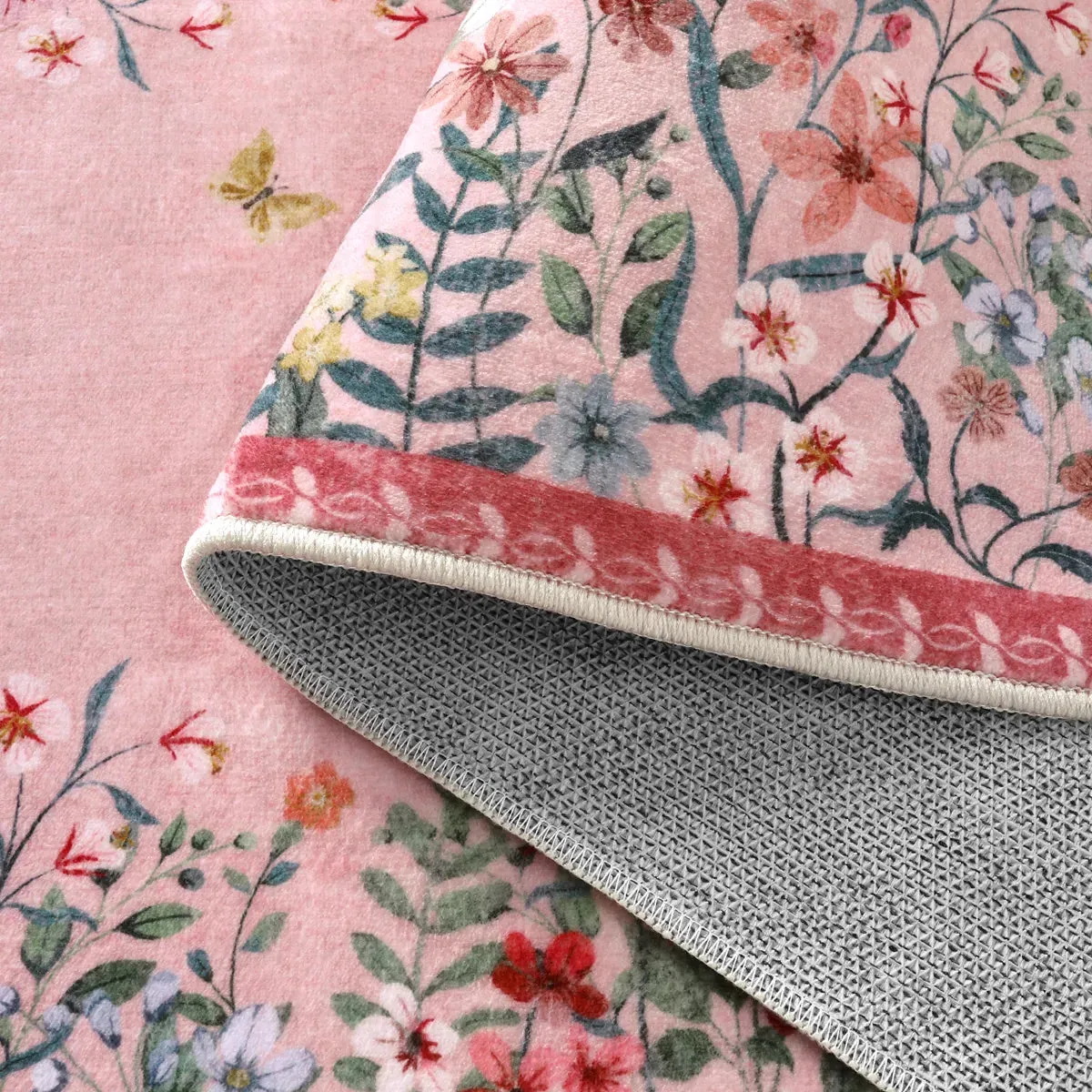 Solene Modern Blooming Floral Garden Pink Area Rug
