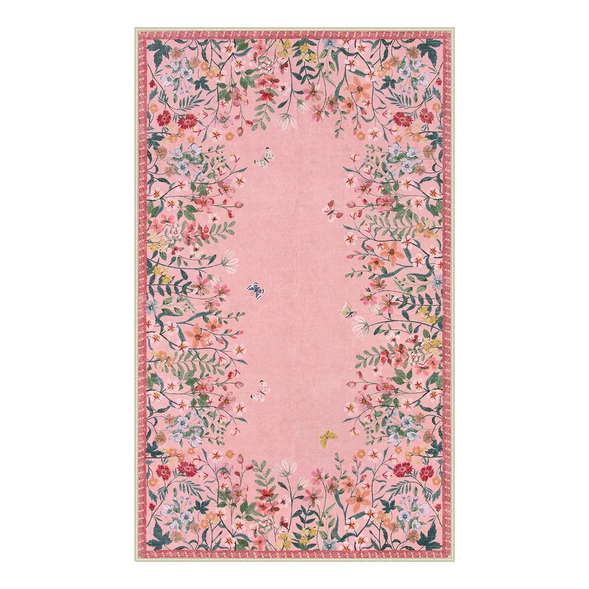 Solene Modern Blooming Floral Garden Pink Area Rug