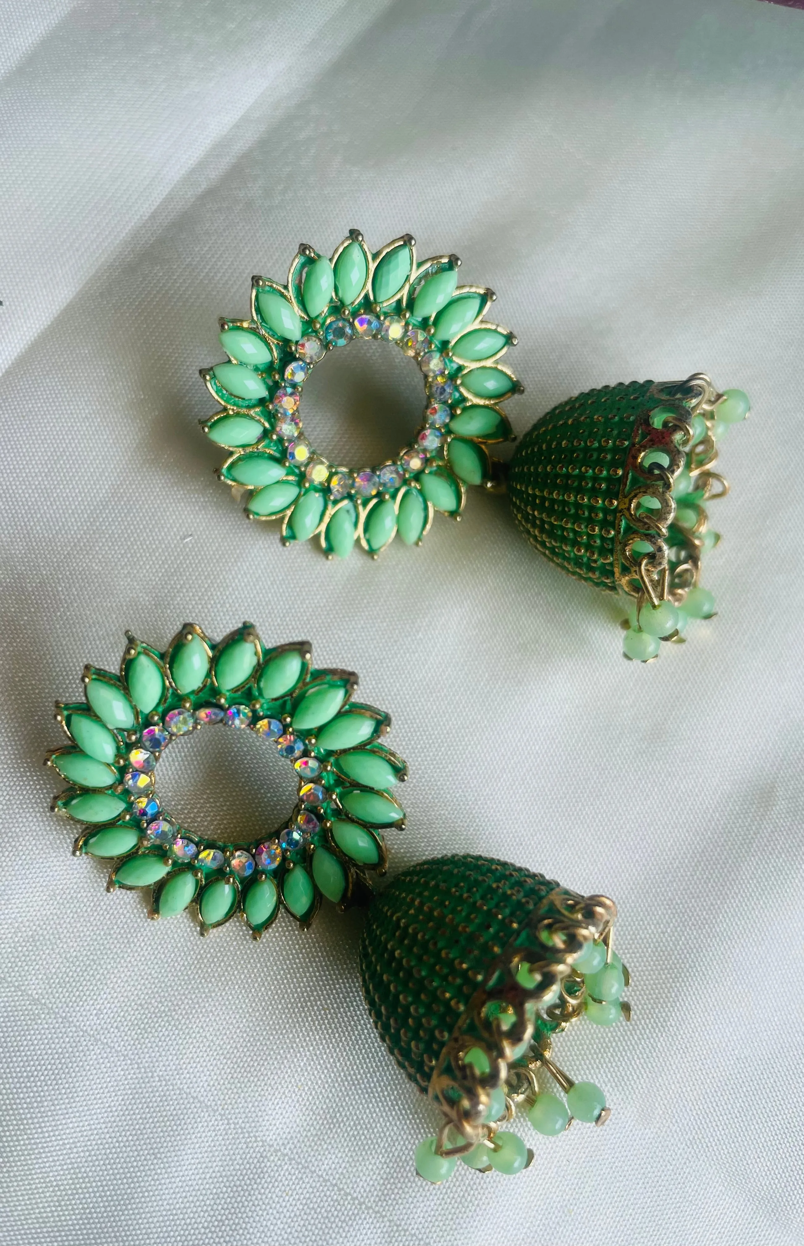 SUN FLOWER OLIVE JHUMKIS