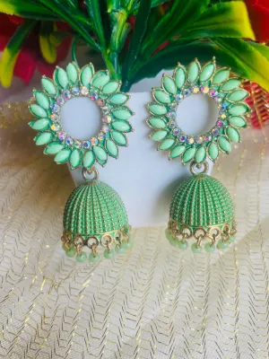 SUN FLOWER OLIVE JHUMKIS