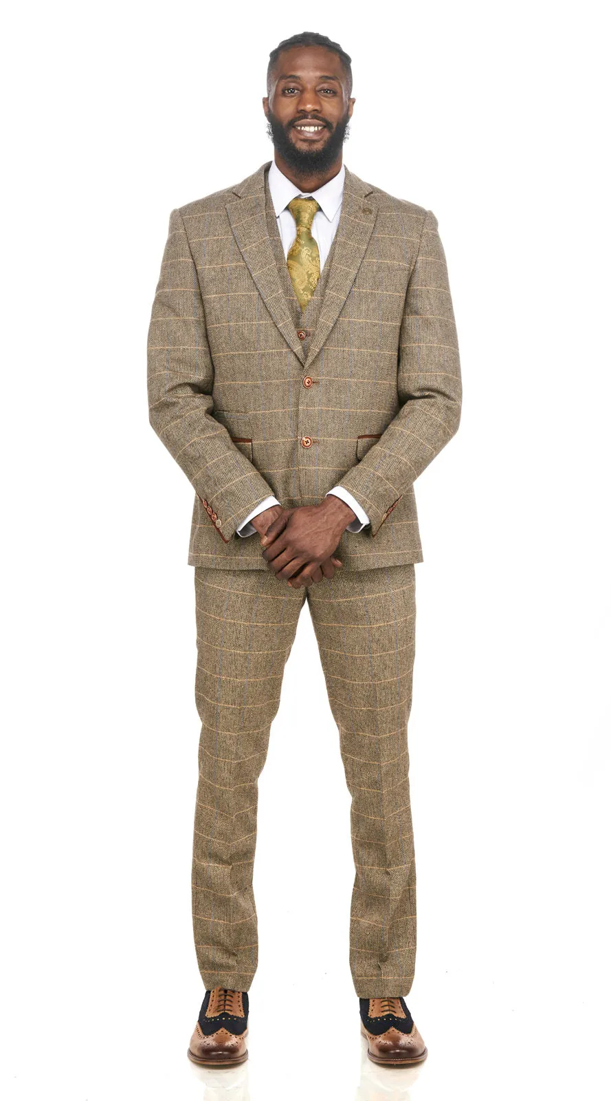 Ted Tan Check Tweed Wedding Suit | Wedding Suit | Father & Son Suit