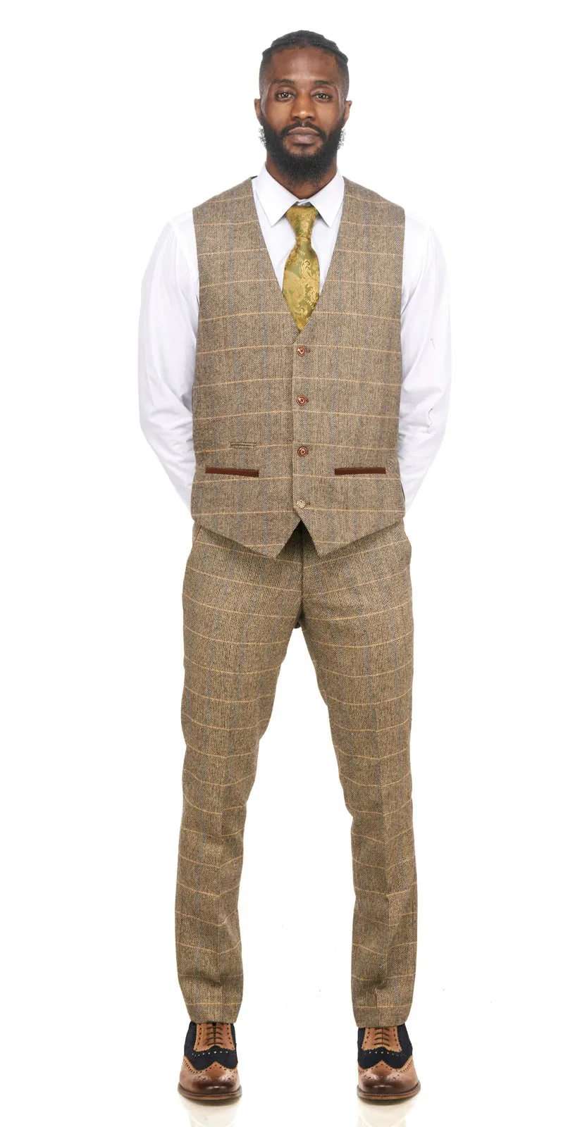 Ted Tan Check Tweed Wedding Suit | Wedding Suit | Father & Son Suit