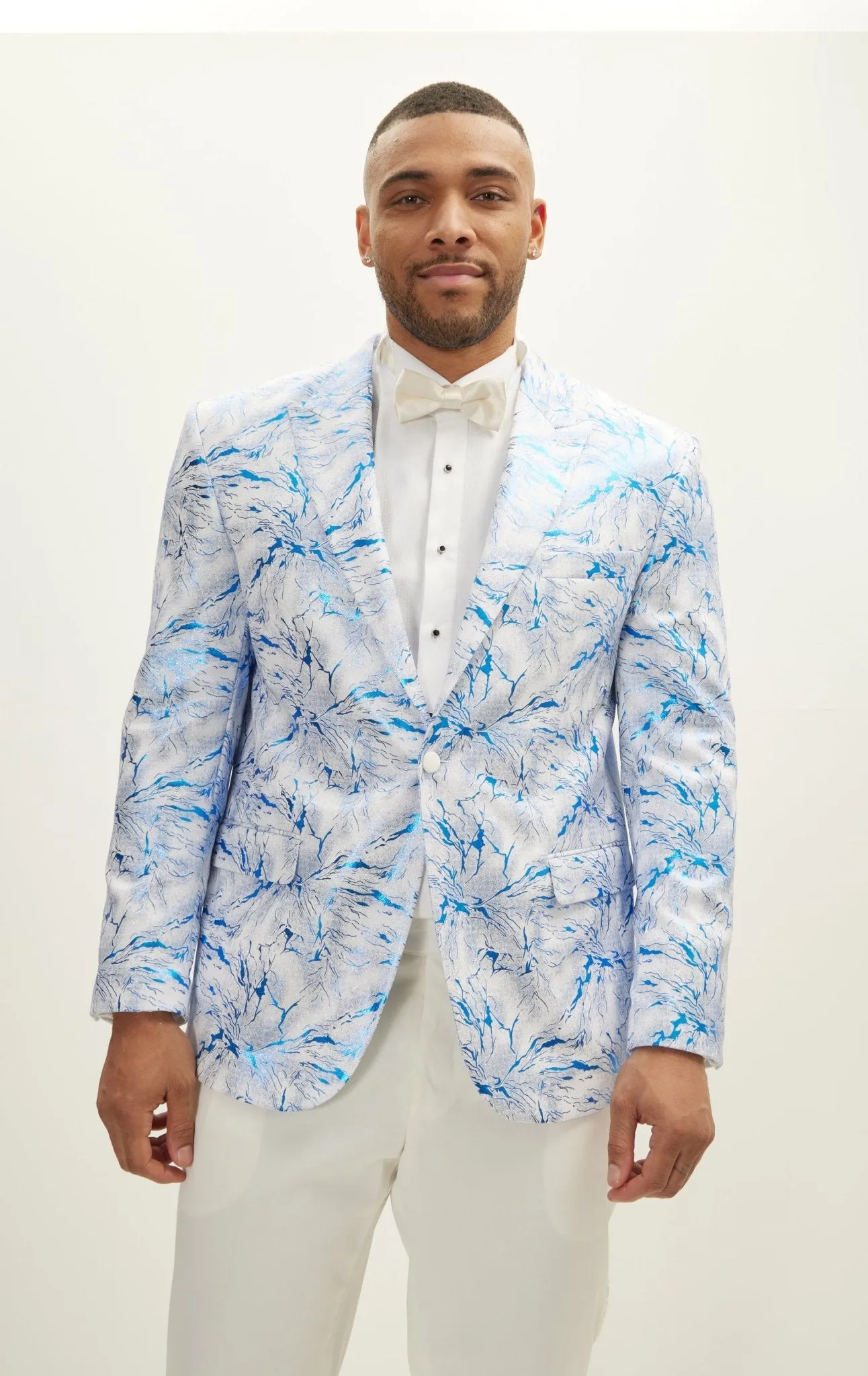 The Wet Look Electric Tuxedo Jacket - White Sax