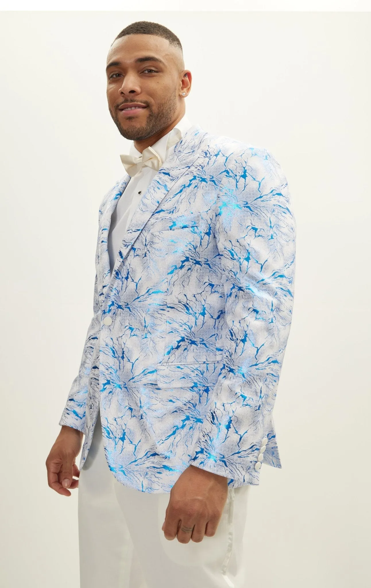 The Wet Look Electric Tuxedo Jacket - White Sax