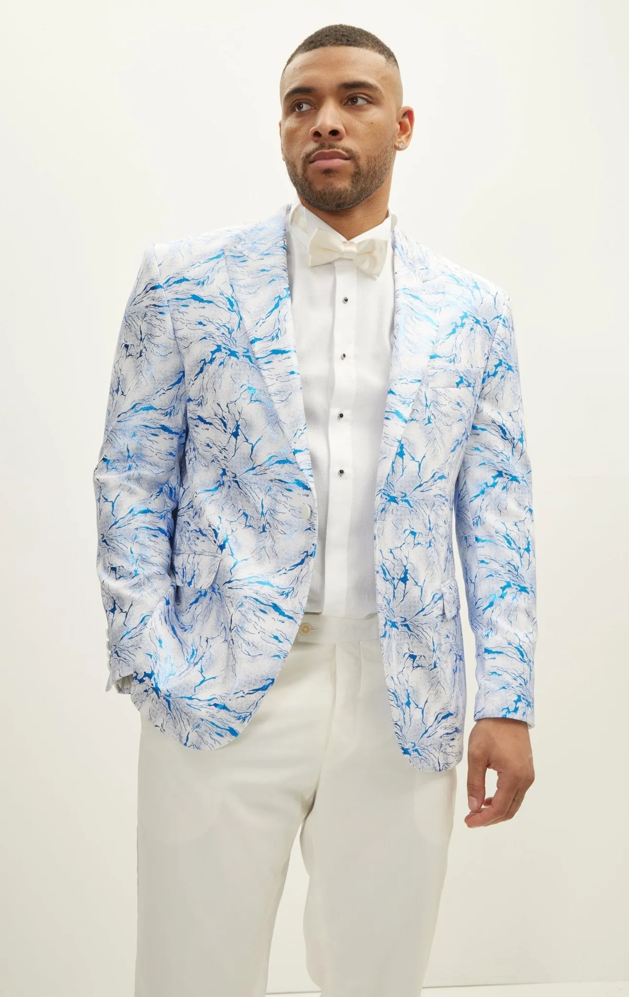 The Wet Look Electric Tuxedo Jacket - White Sax