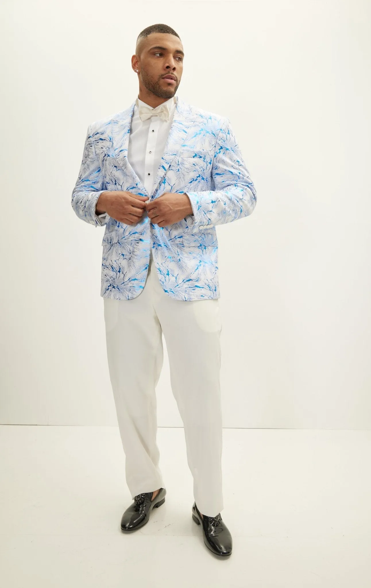 The Wet Look Electric Tuxedo Jacket - White Sax