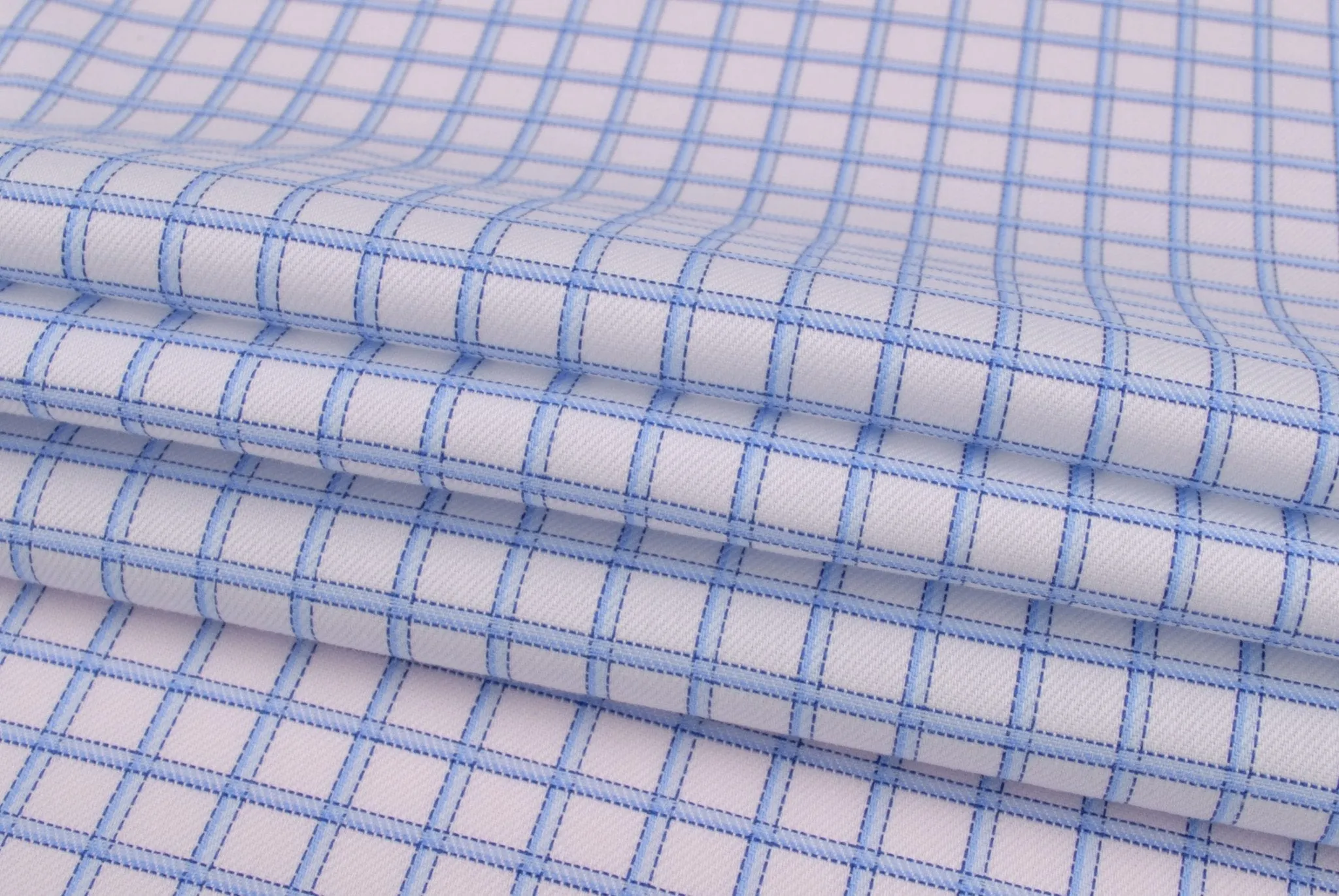 Thick Blue Plaid Checkered Formal Business Dress Shirt with Pink Gingham Designer Inner-Lining