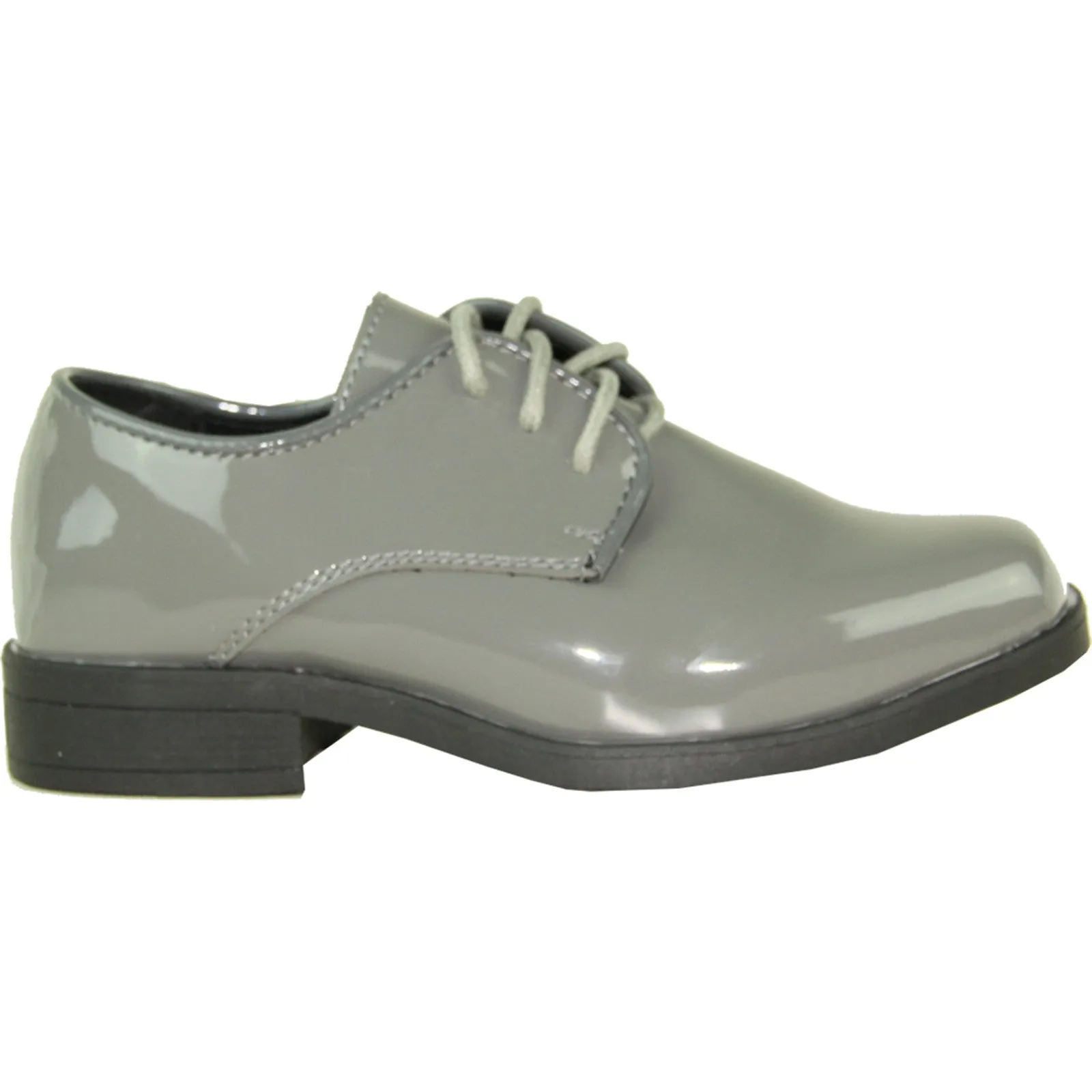 VANGELO Boy TUX-1KID Dress Shoe Formal Tuxedo for Prom & Wedding Grey Patent