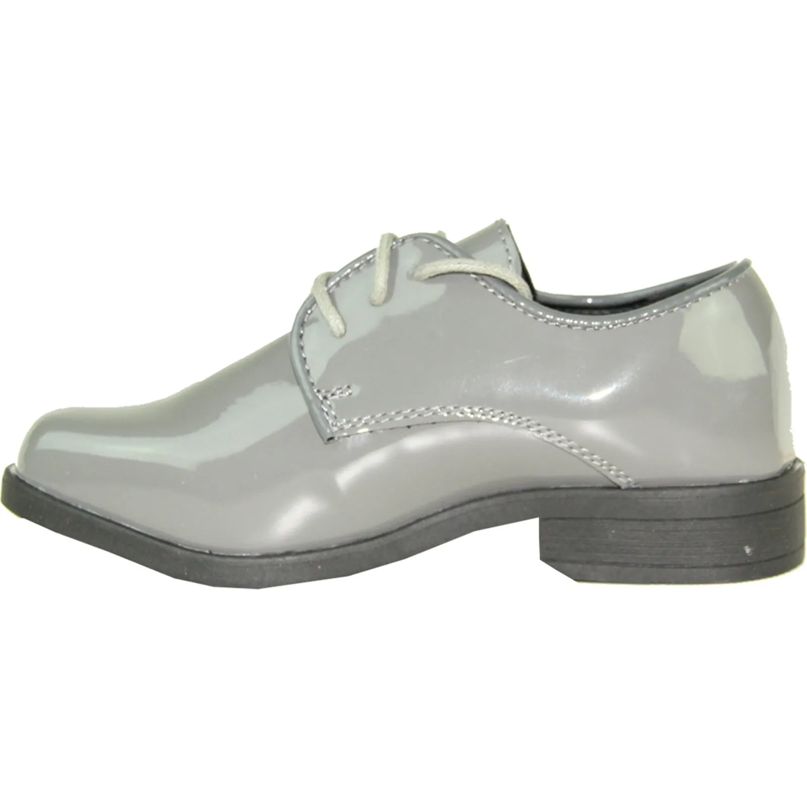 VANGELO Boy TUX-1KID Dress Shoe Formal Tuxedo for Prom & Wedding Grey Patent