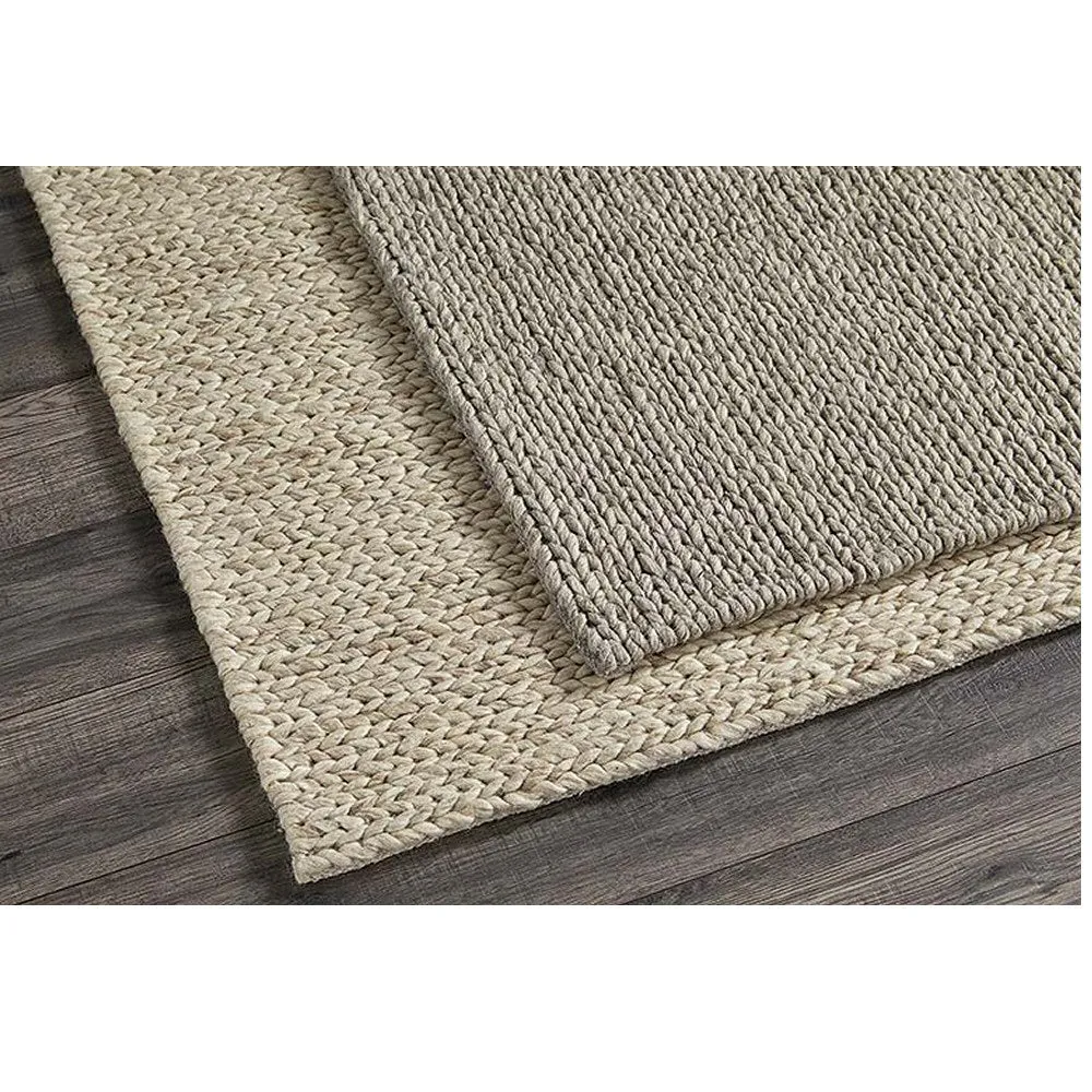 Walton & Co 80cm x 130cm Taupe Plait Wool Rug