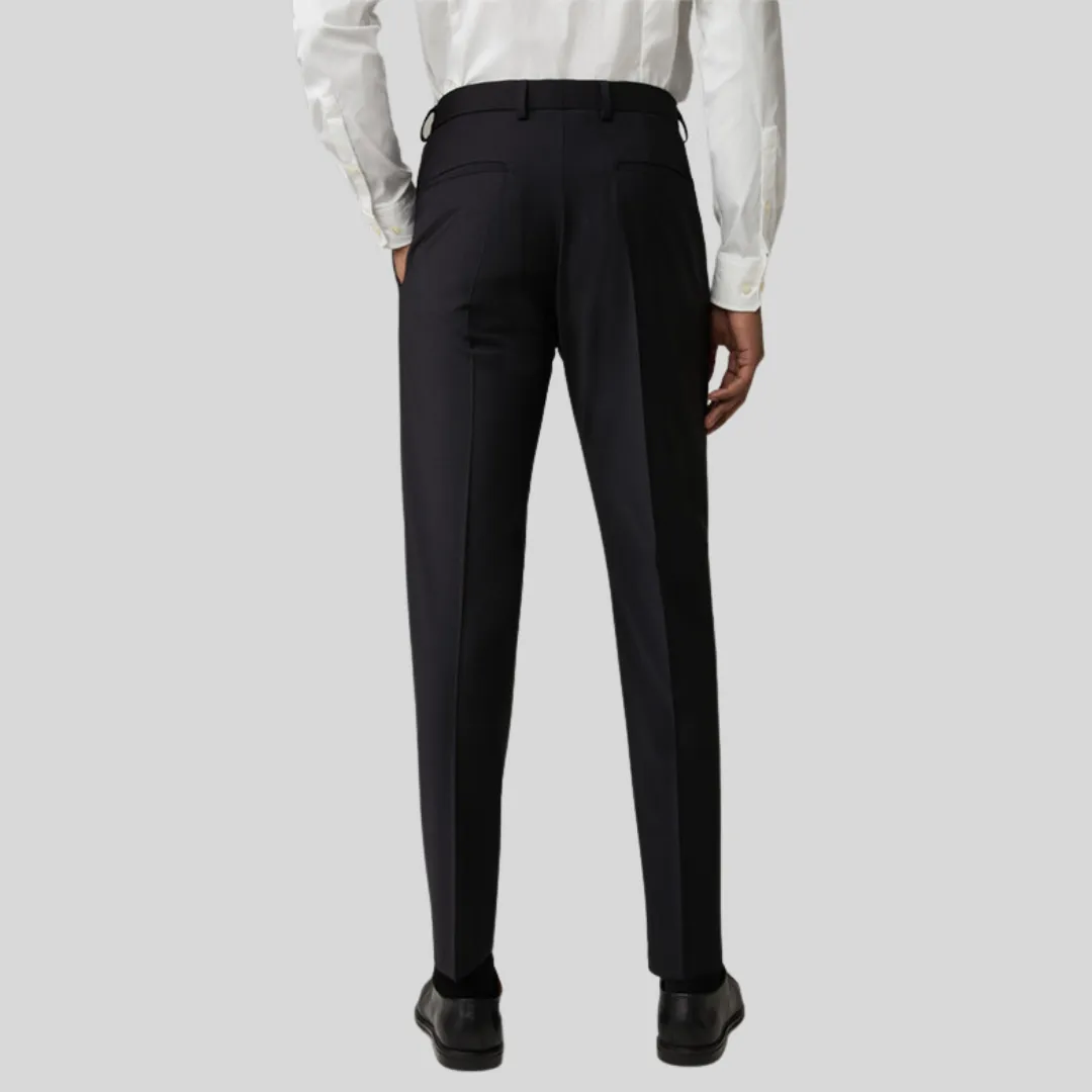 Wool Stretch Blend Slim Fit Dress Pant - Black