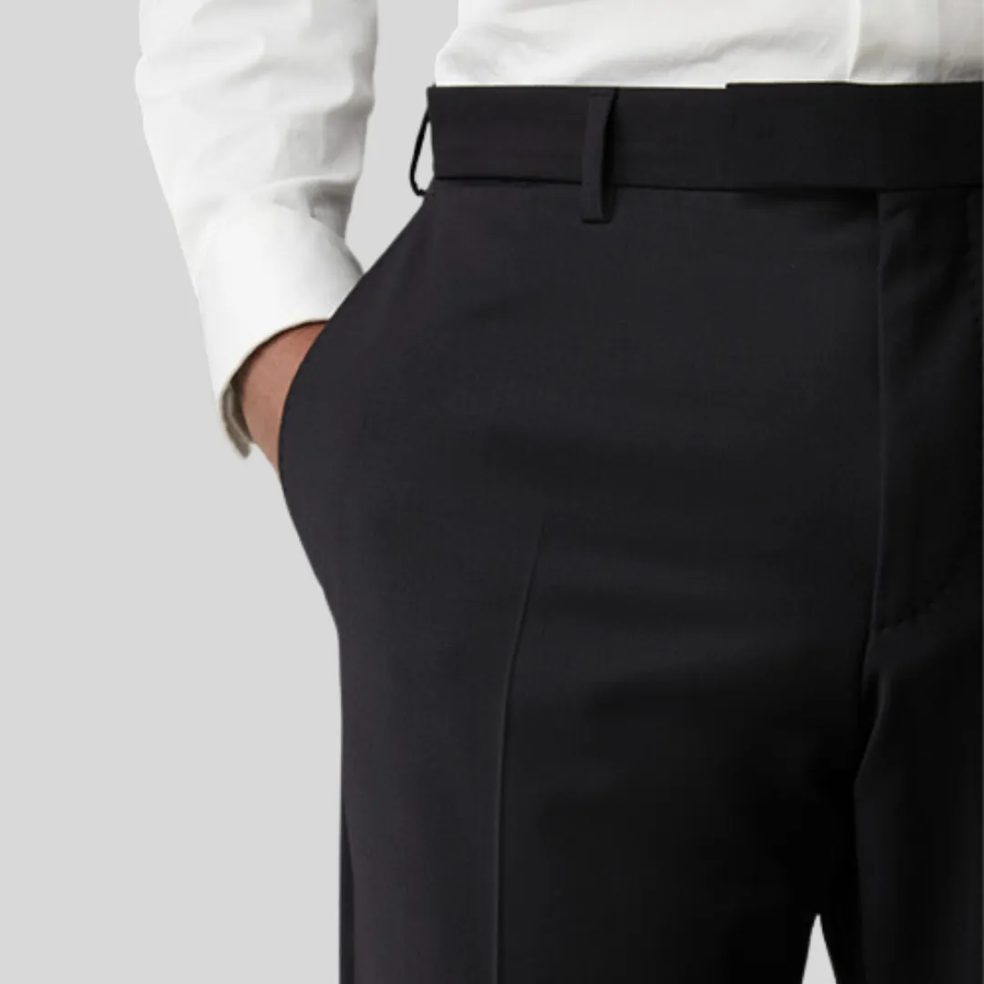 Wool Stretch Blend Slim Fit Dress Pant - Black